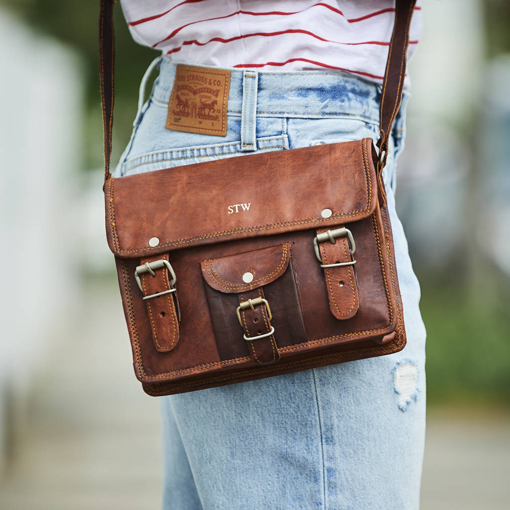 Mini Leather Satchel With Pocket
