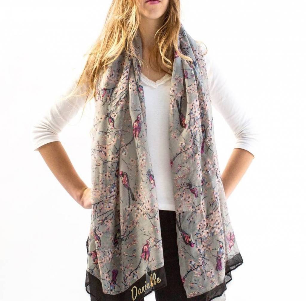 Personalised Or Monogrammed Faded Bird Print Scarf