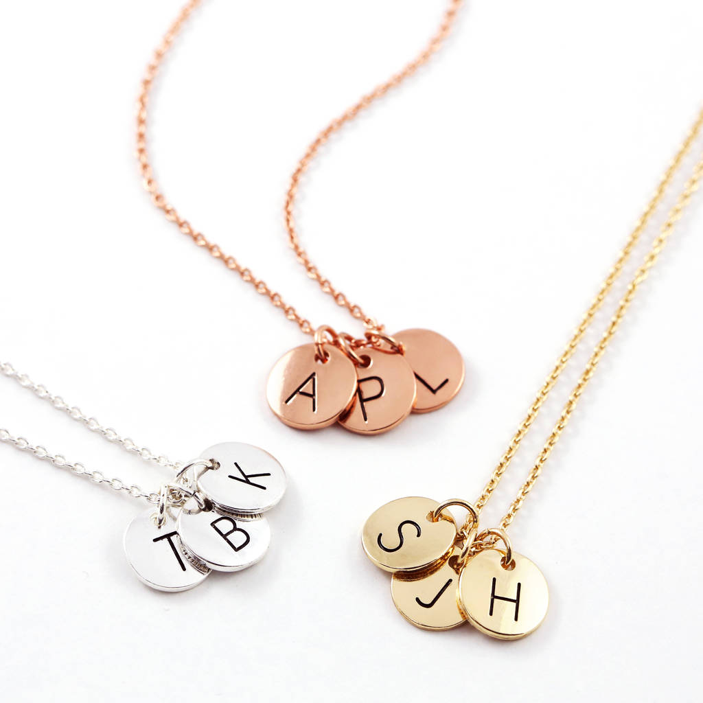 Triple Letter Disc Necklace