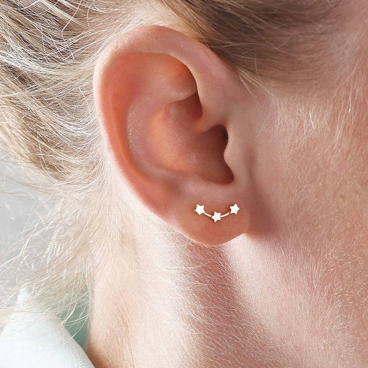 Sterling Silver Stars Ear Studs