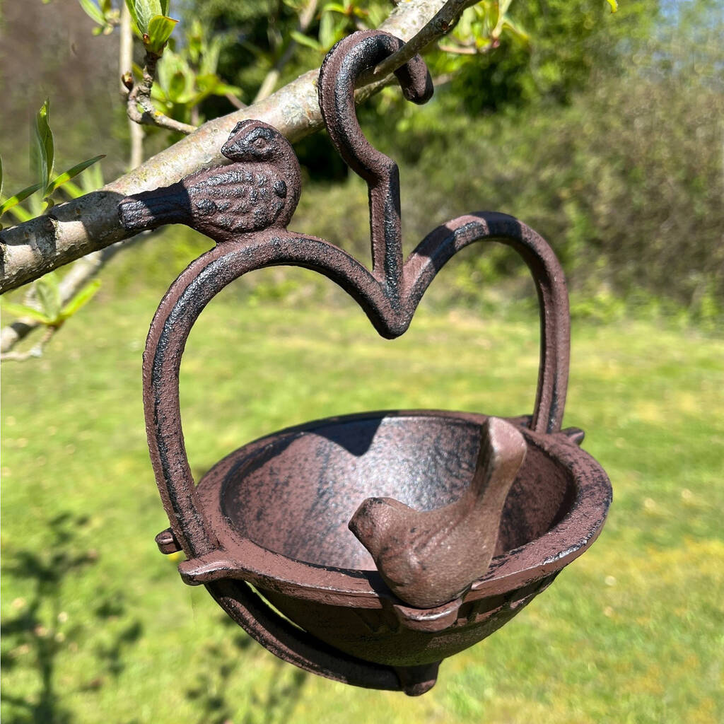 Vintage Cast Iron Heart Shaped Bird Seed Feeder