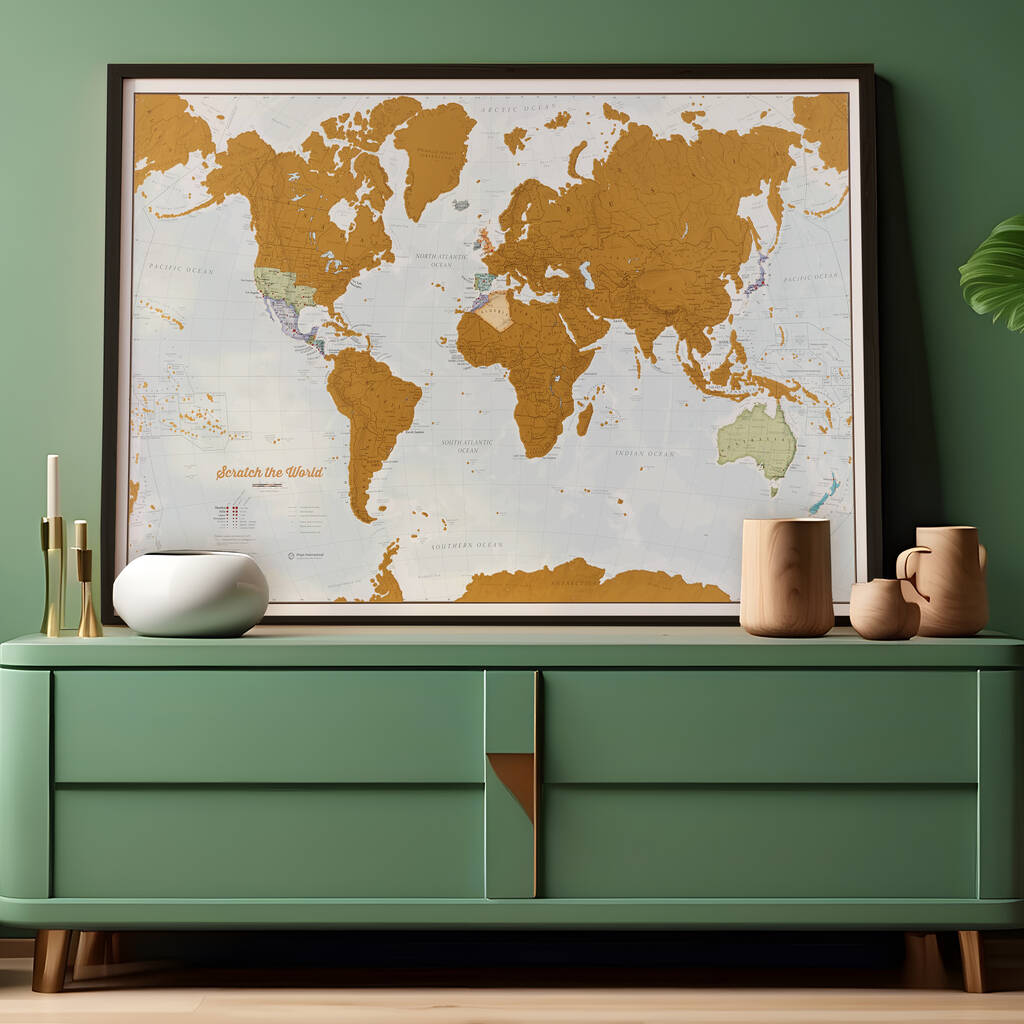 Scratch The World Map Print with Coin