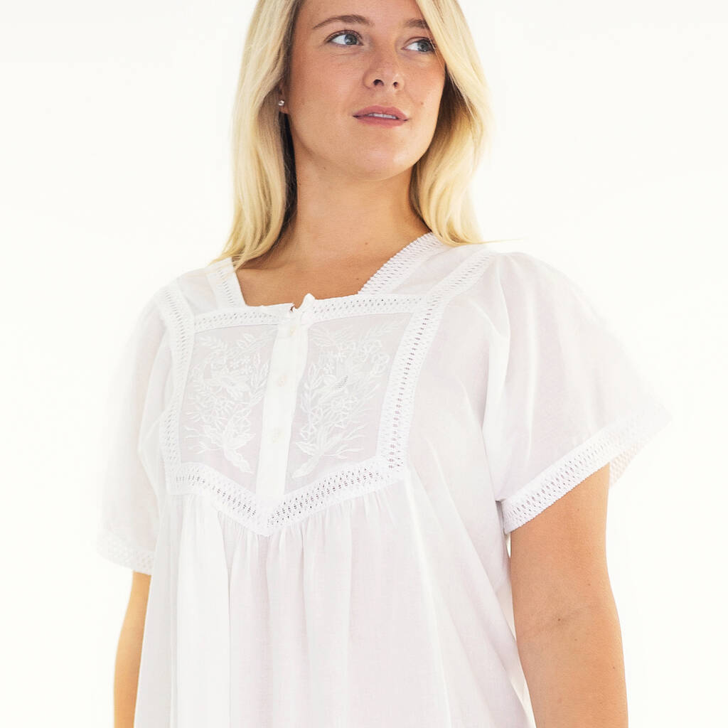 White Cotton Victorian Styled Panel Nightdress