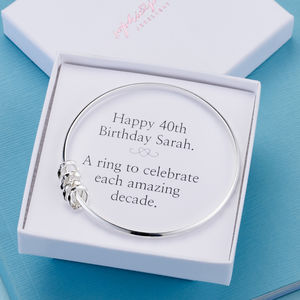 40th Birthday Silver Bangle