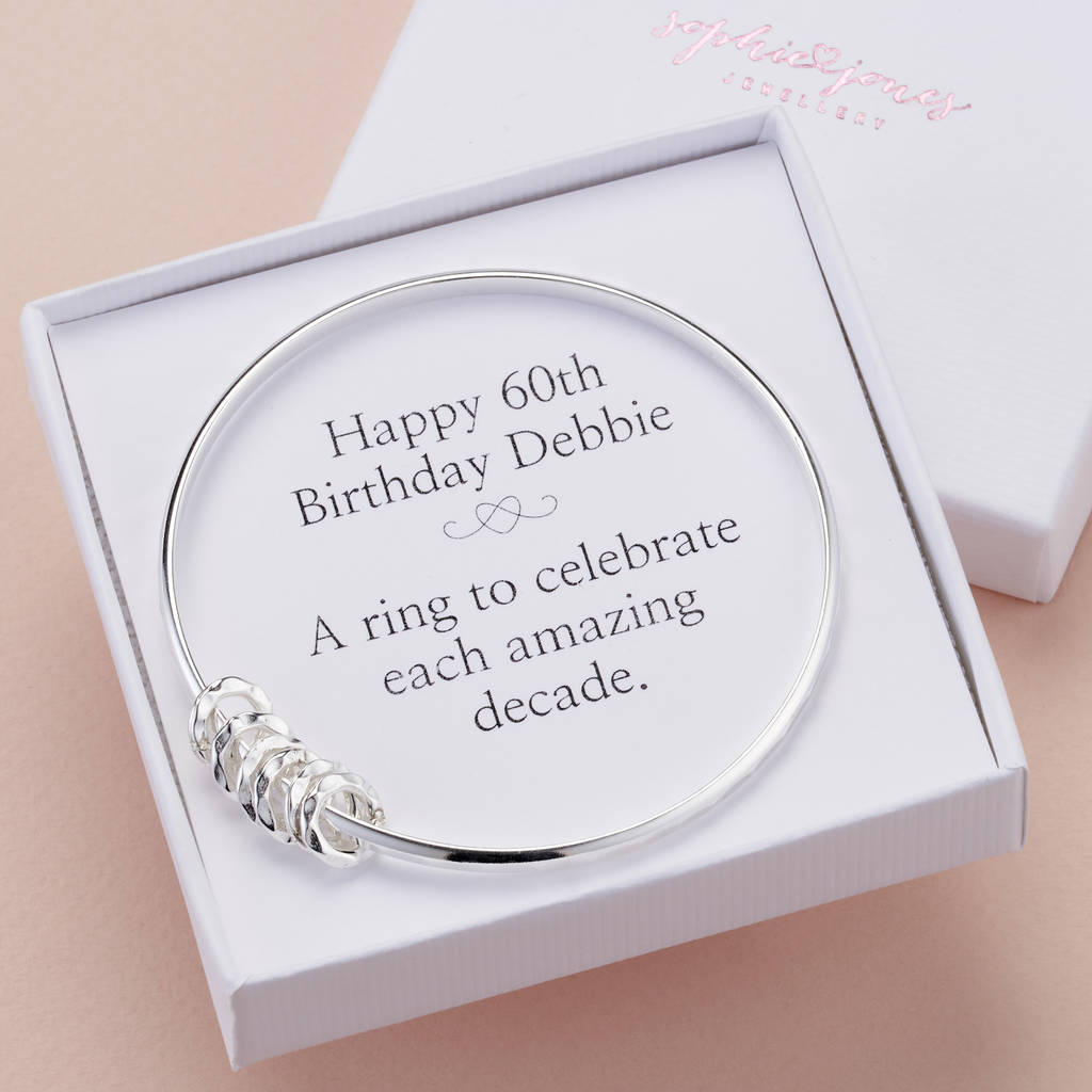 60th Birthday Silver Bangle