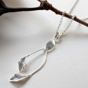 Sterling Silver Falling Leaves Necklace