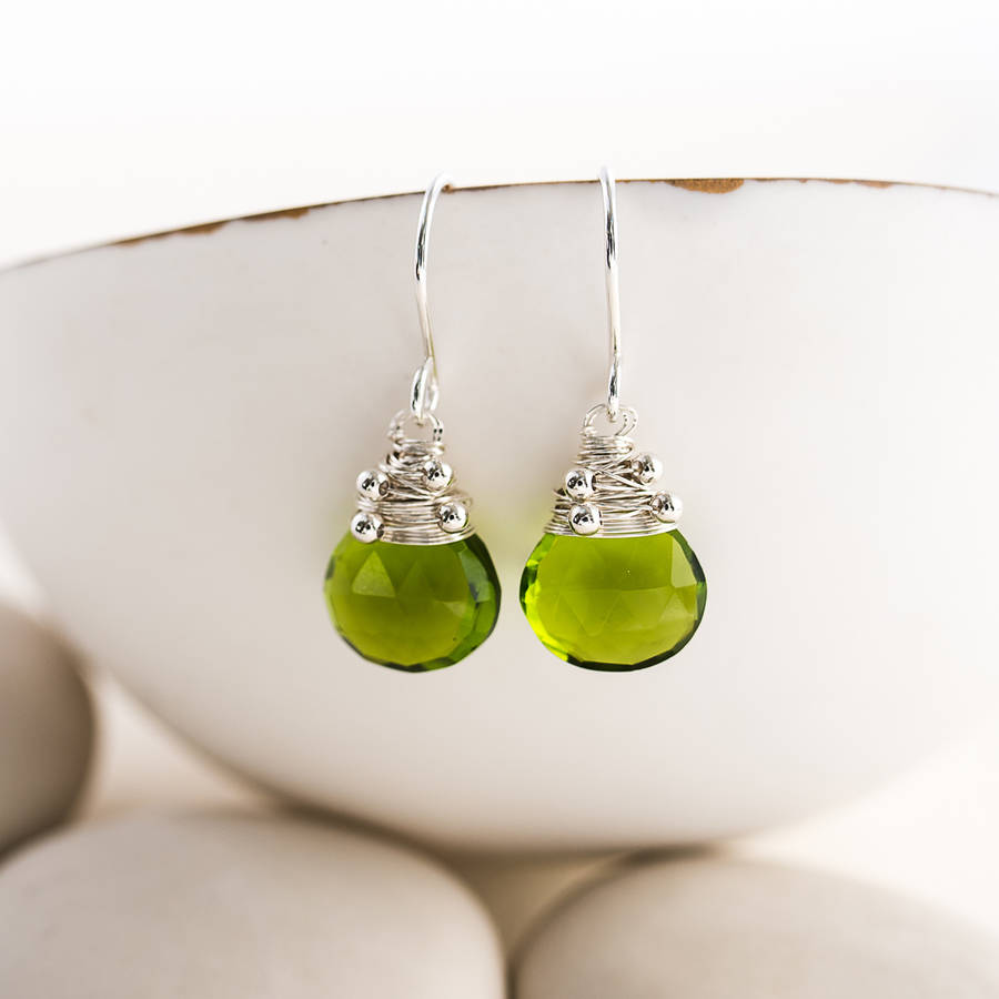 Peridot Quartz Drop Earrings