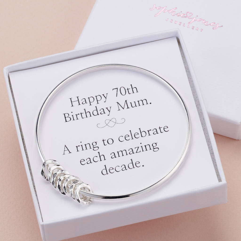 70th Birthday Silver Bangle