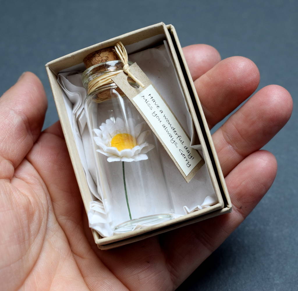 Tiny Personalised Paper Daisy In A Bottle