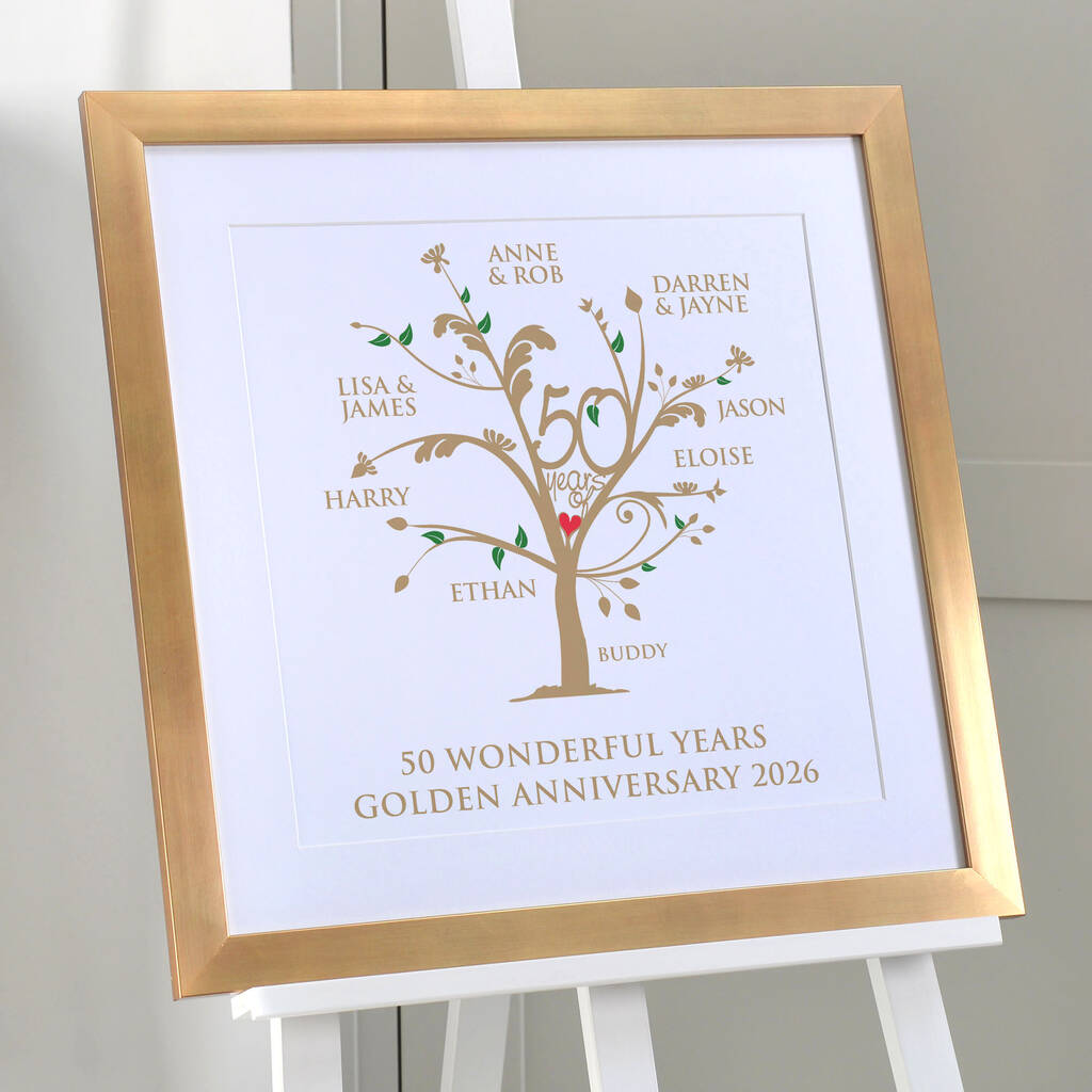 Personalised Golden Anniversary Family Tree Print