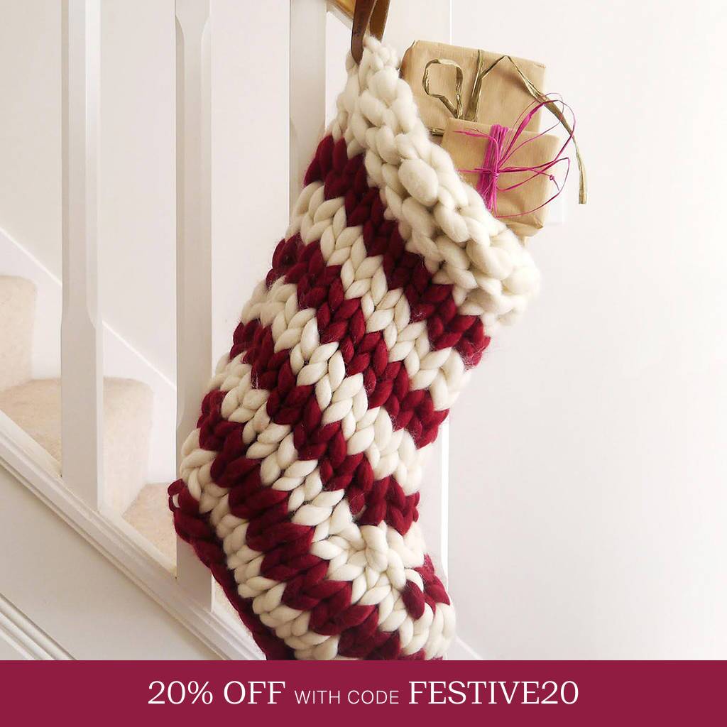 Personalised Jumbo Hand Knitted Christmas Stocking