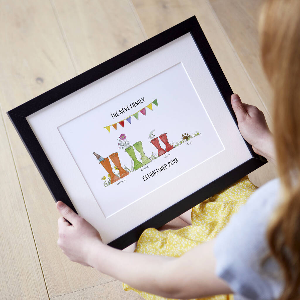 Personalised Welly Boot Family Print