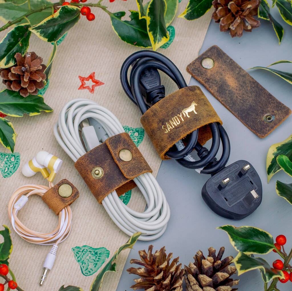 Leather Cable Organisers Set Of Four