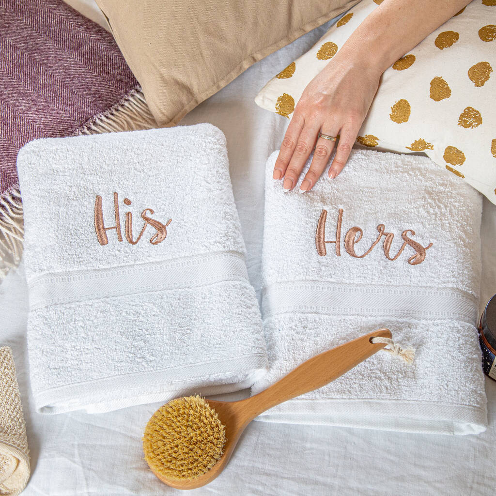 Personalised Bath Towel Set For Couples