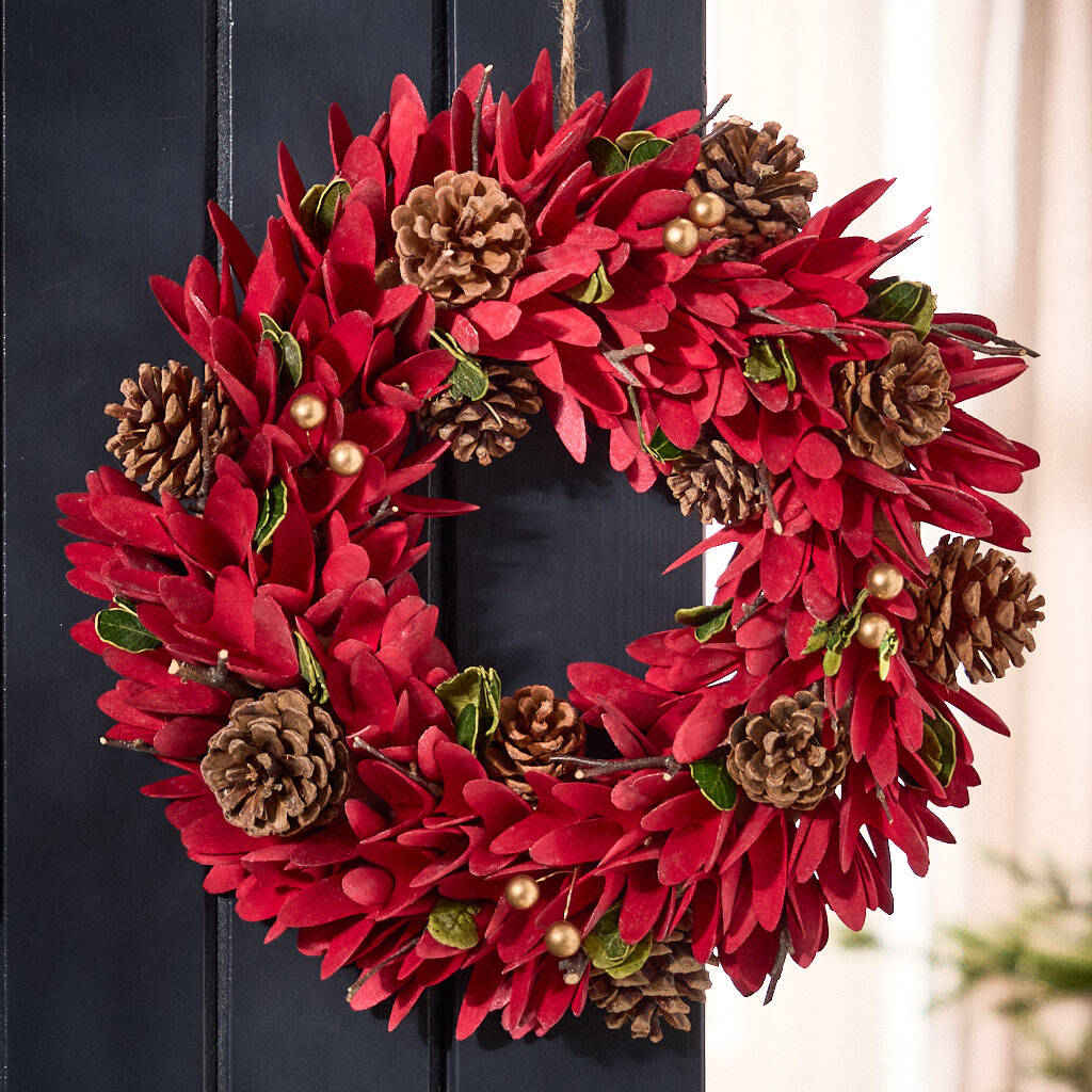 Winter Pine And Poinsettia Wreath