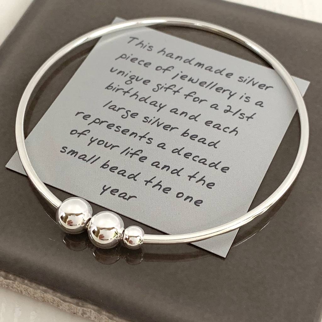 21st Birthday Handmade Silver Bangle