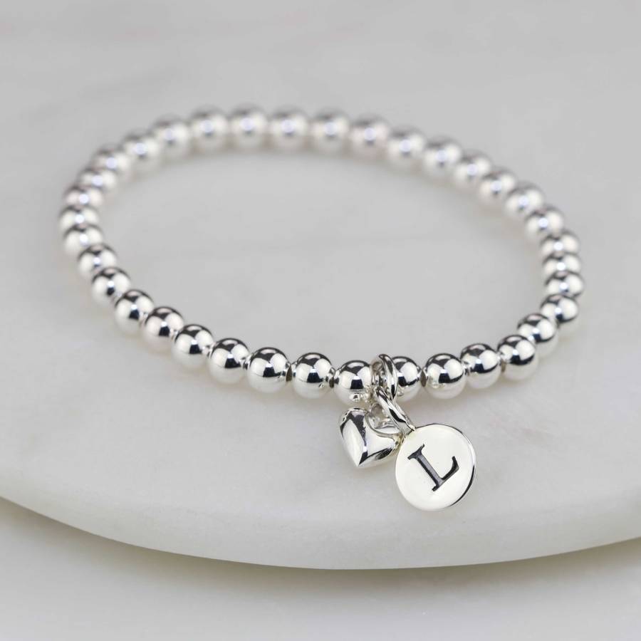Personalised Child's Bracelet With Silver Heart Charm