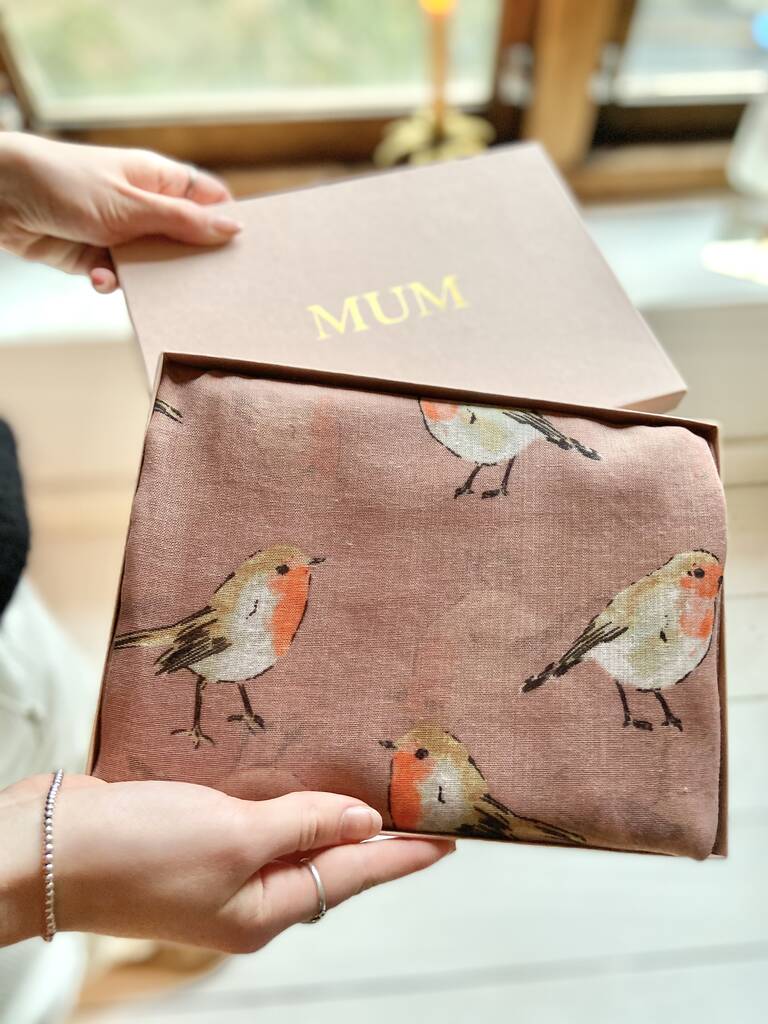 Personalised Robin Print Scarf