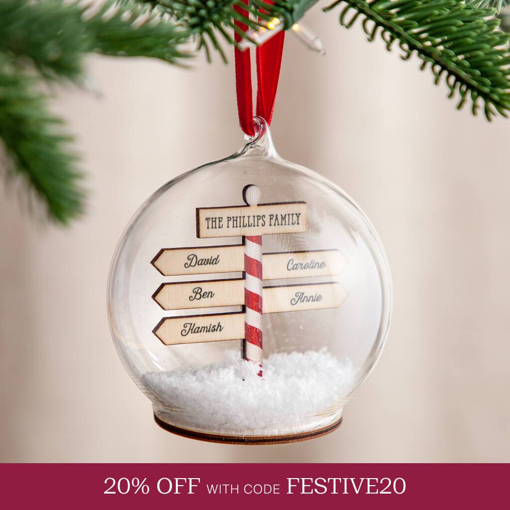 Personalised Family Christmas Sign Post Bauble