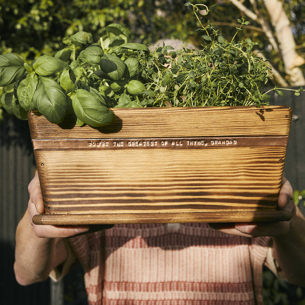 Personalised Wooden Pot Planter