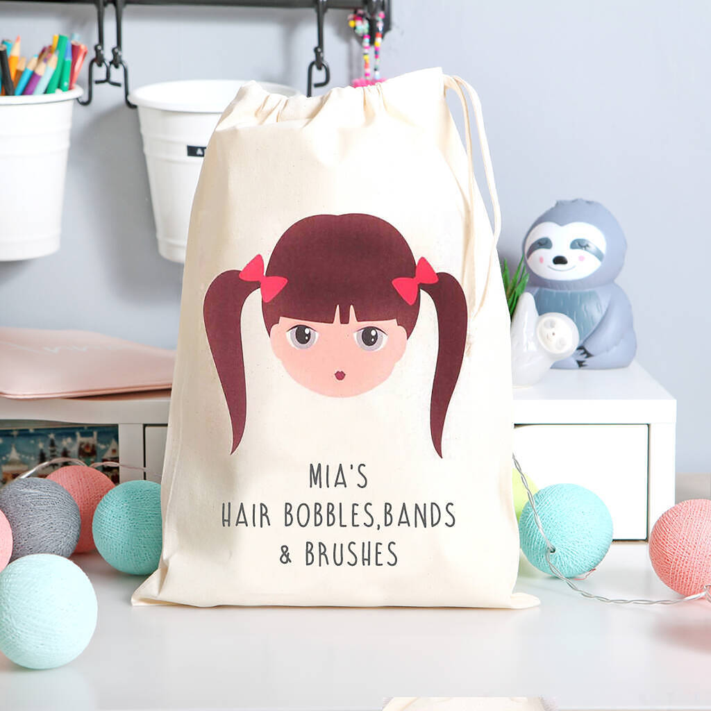 Girls Personalised Hair Bobbles And Accessory Bag
