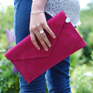 Personalised Suede Clutch Bag