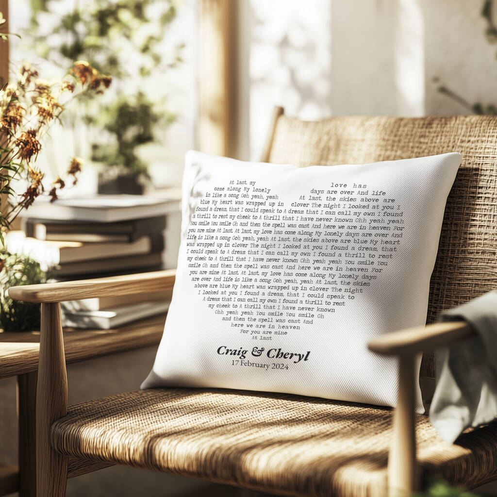 Personalised Heart Song Lyrics Cushion