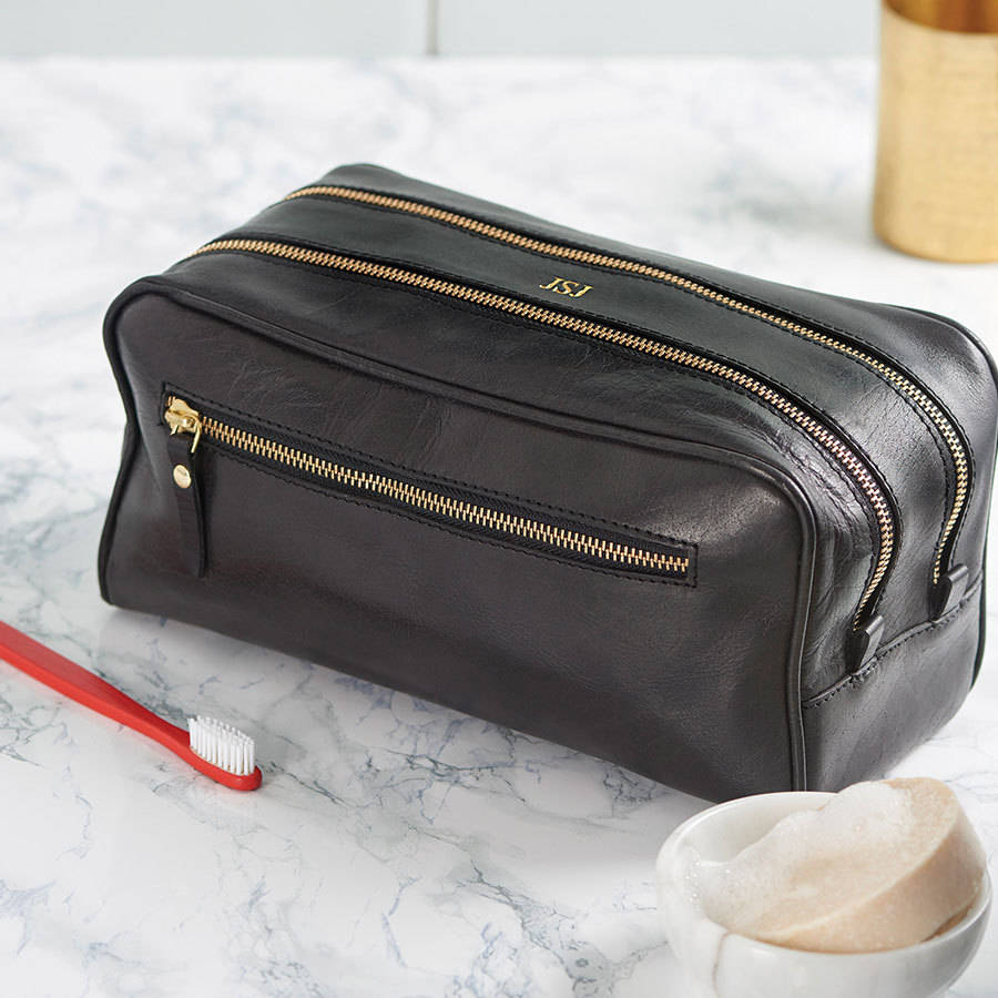 Personalised Leather Washbag