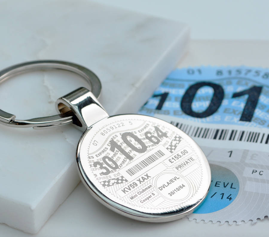 Personalised Metal Tax Disc Car Keyring
