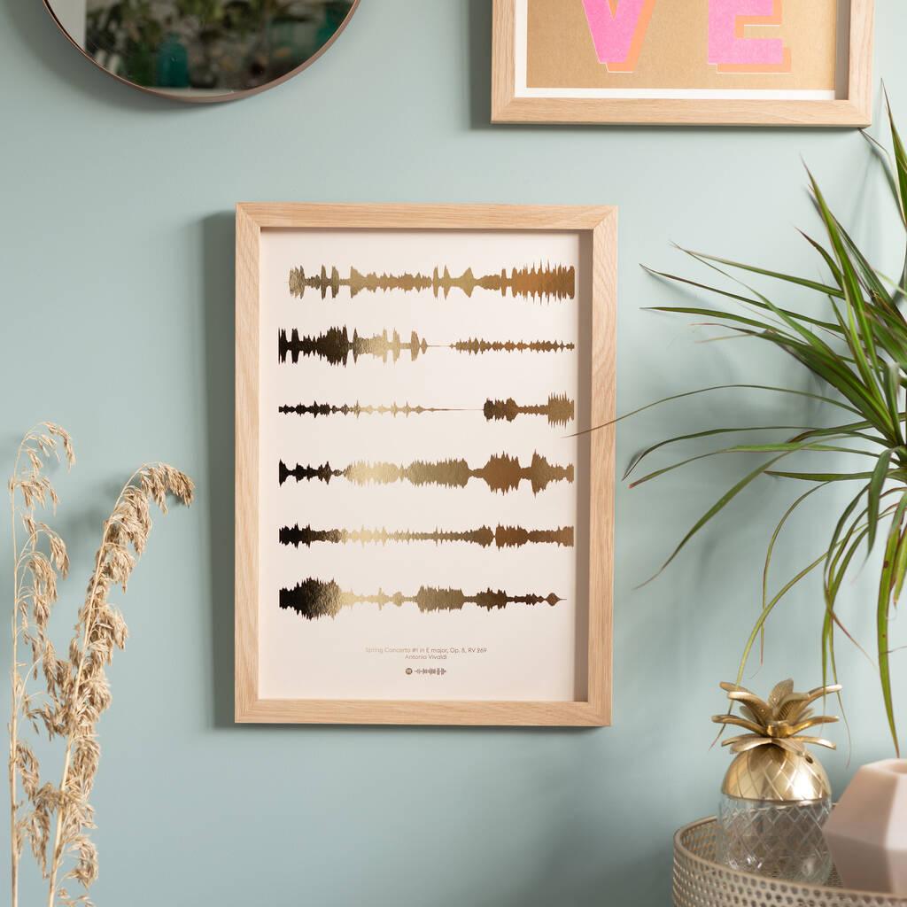 Metallic Personalised Favourite Song Sound Wave Print