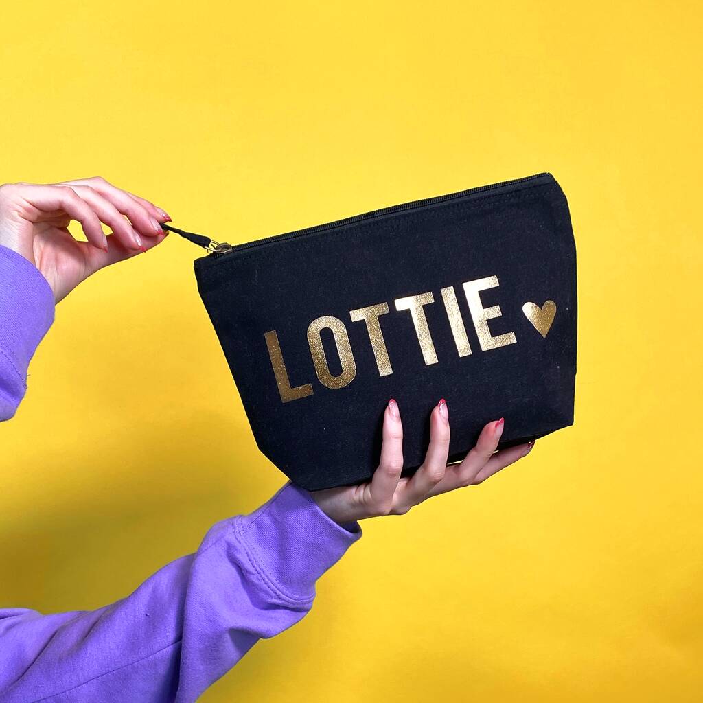 Personalised Name With Heart Make Up Bag