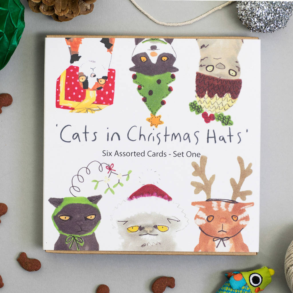 Christmas Cards Packs Cats In Hats Assortment Sets