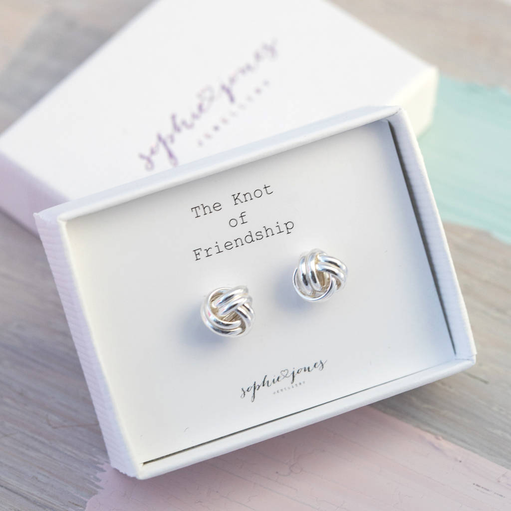 Silver Friendship Knot Earrings