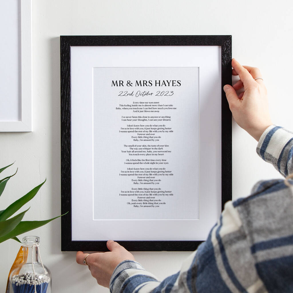 Wedding Vows Or Song Lyrics Cotton Anniversary Print