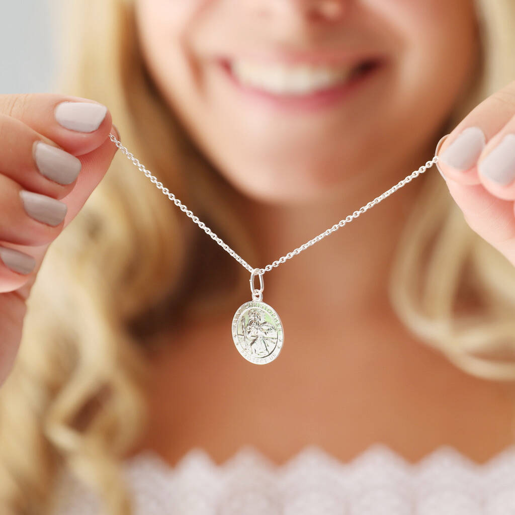 Personalised Sterling Silver St Christopher Necklace