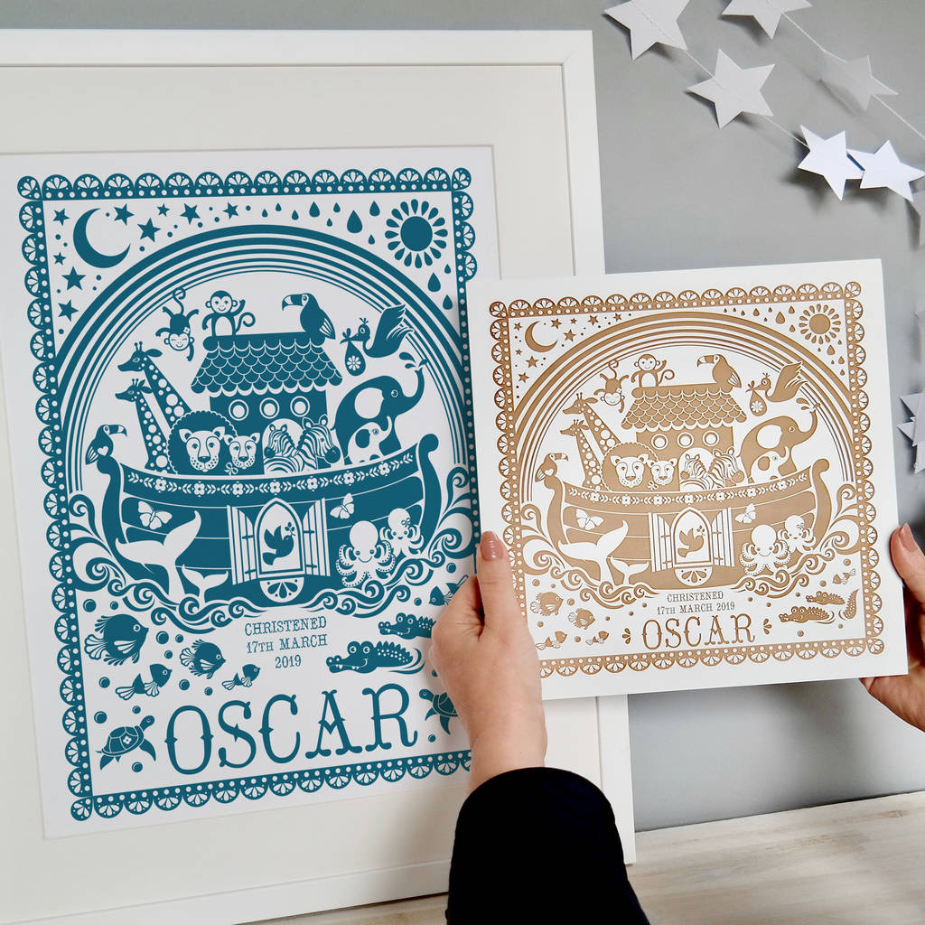 Personalised Noah's Ark Print Or Wooden Plaque