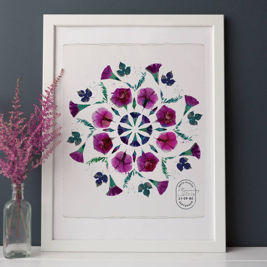 Birth Flower Mandala Personalised Print