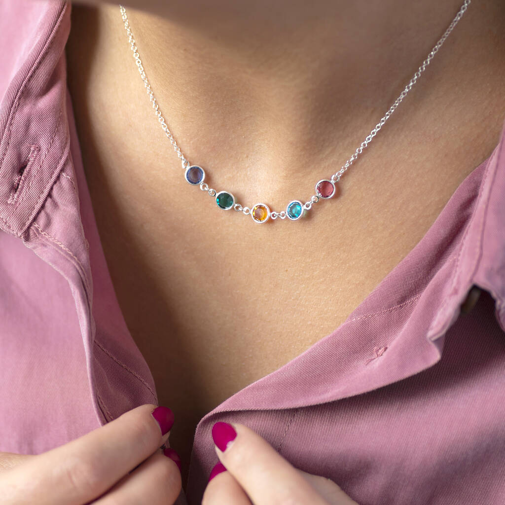 Family Birthstone Link Necklace