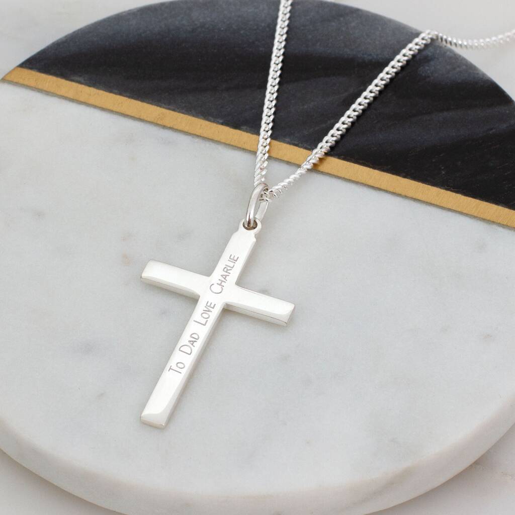 Personalised Sterling Silver Cross And Chain