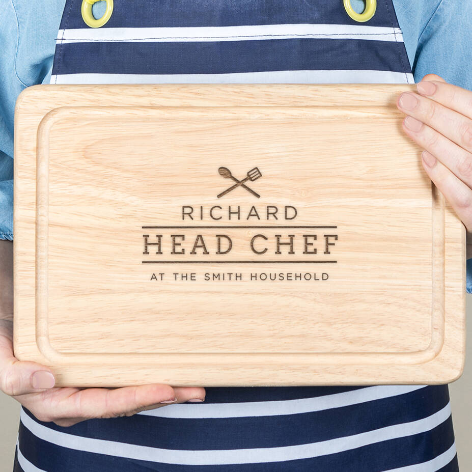 Personalised Family Chef Chopping Board For Him