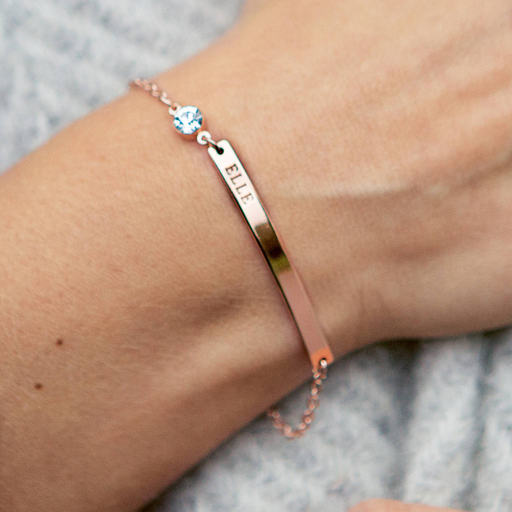 Birthstone And Bar Personalised Bracelet