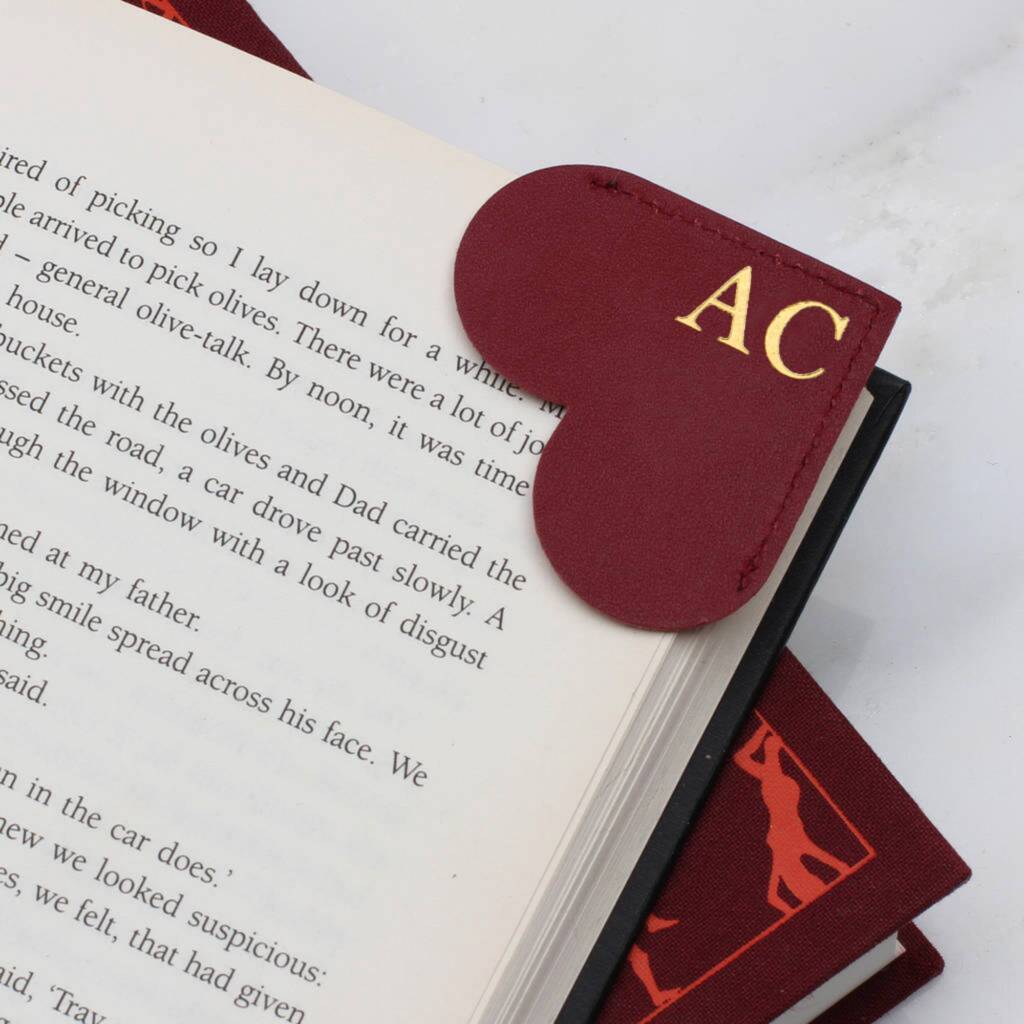 Personalised Initial Leather Heart Corner Bookmark