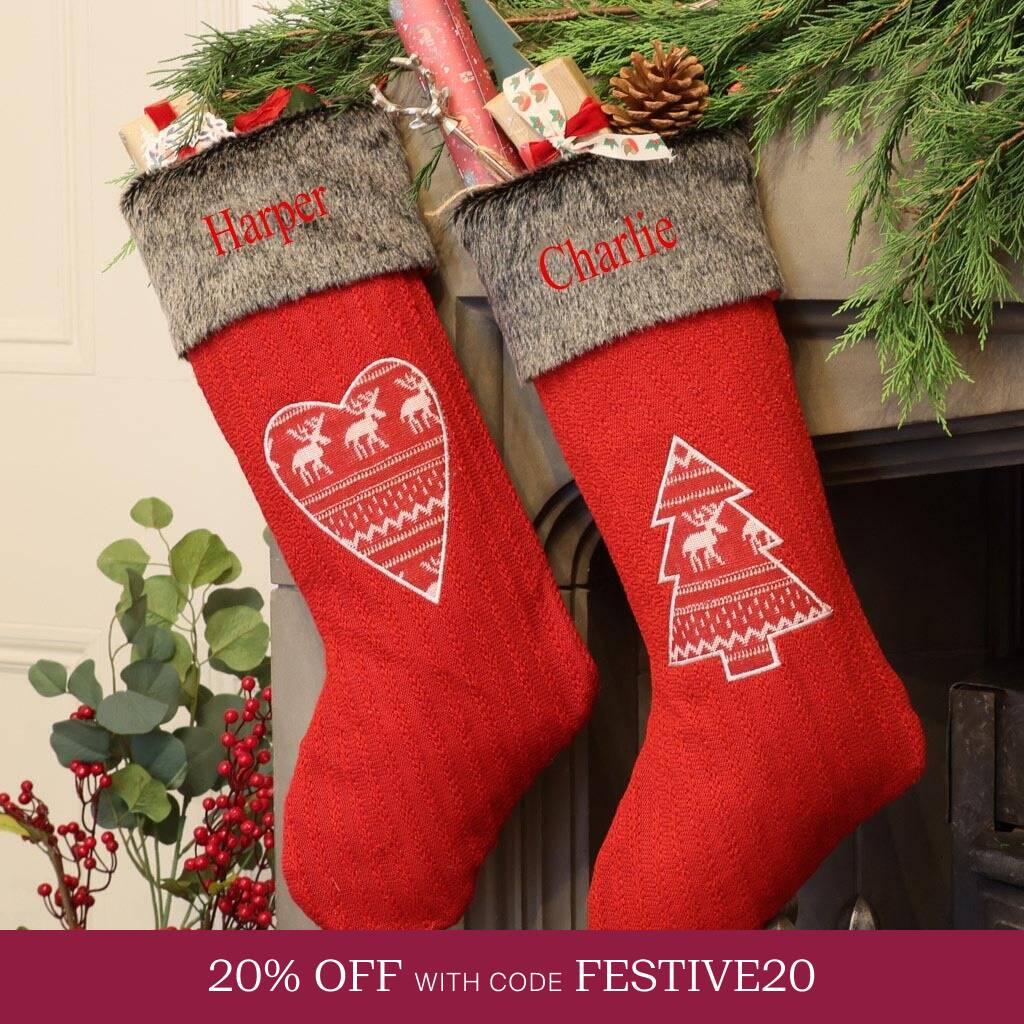 Personalised Nordic Cable Knit Christmas Stocking