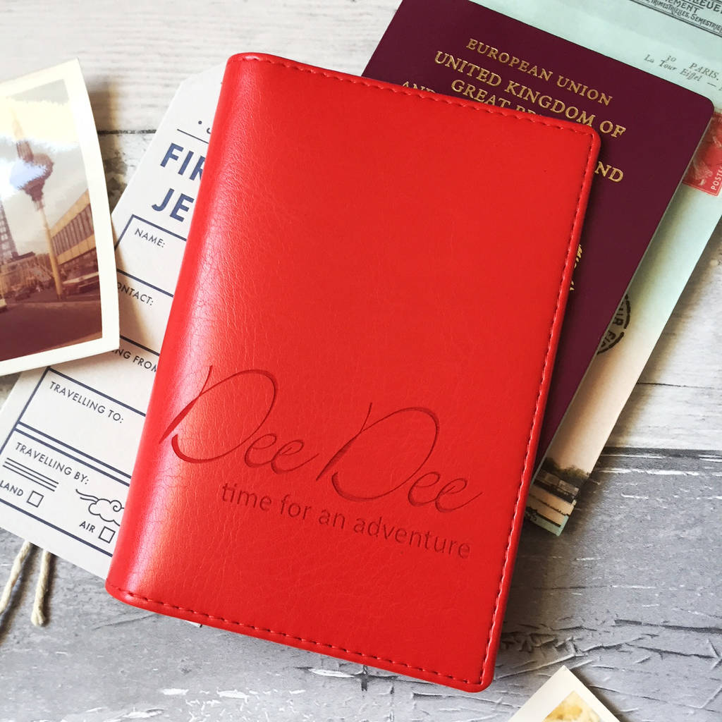 Personalised Passport Cover Holder With Script Name