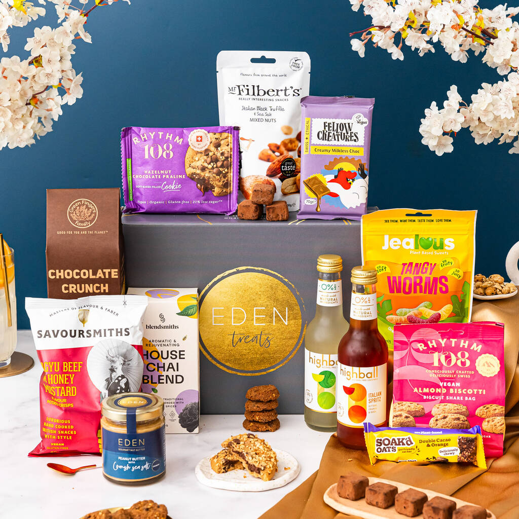 Luxury Gourmet Food And Drink Hamper, Vegan And Gluten Free, Gin, Whisky Personalised Gift