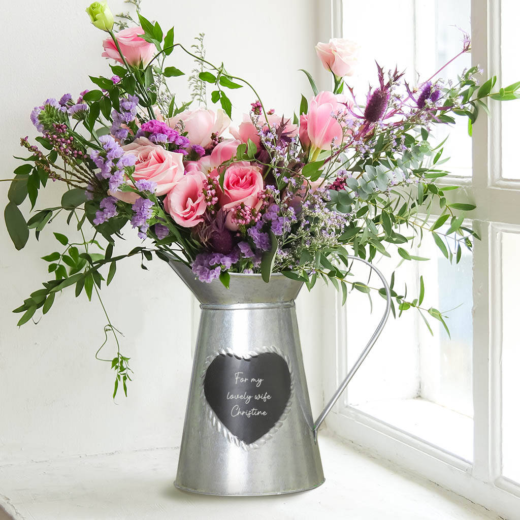 Personalised Heart Pitcher Jug Vase