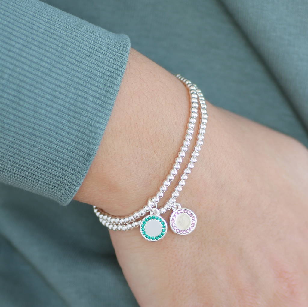 Personalised Birthstone Disc Stretch Bracelet