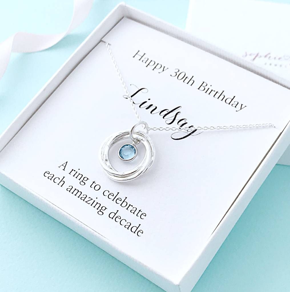 Personalised 30th Birthday Necklace With Birthstone