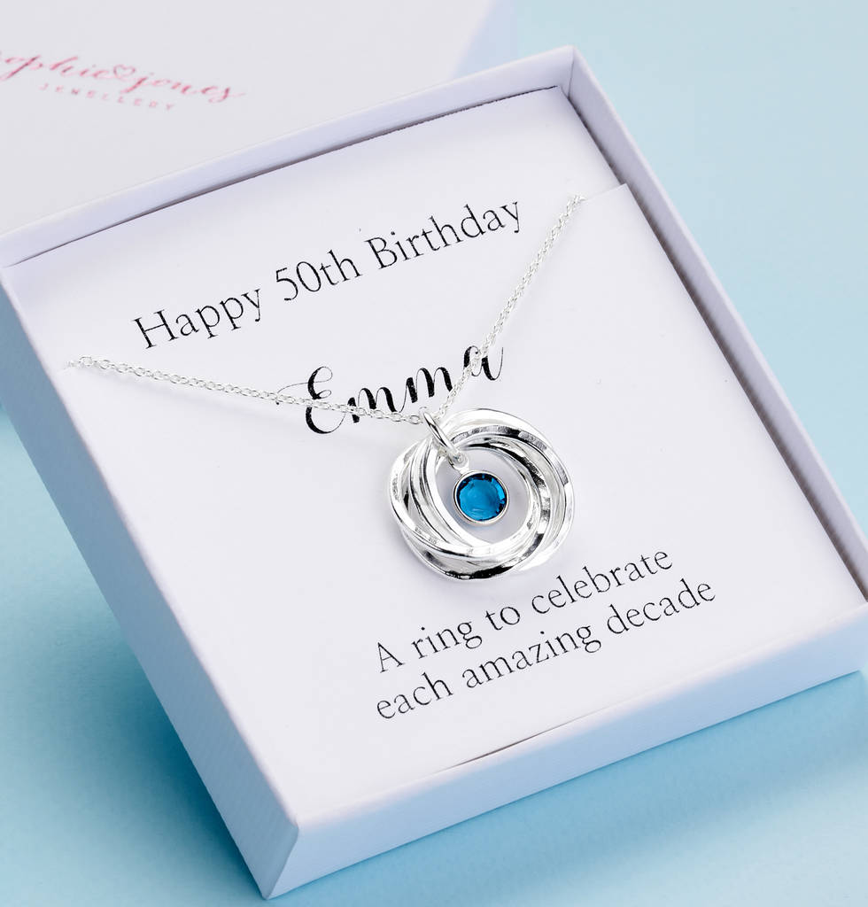 Personalised 50th Birthday Necklace With Birthstone