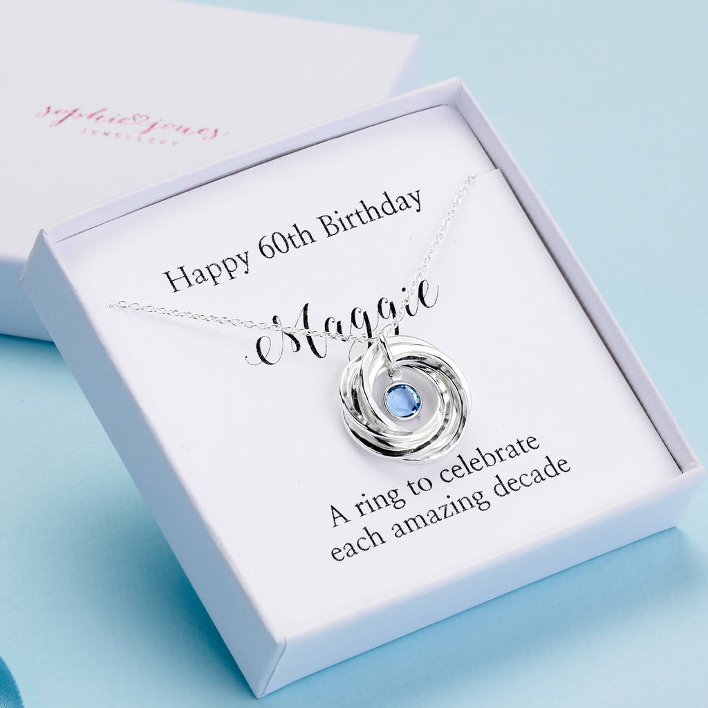 Personalised 60th Birthday Necklace With Birthstone